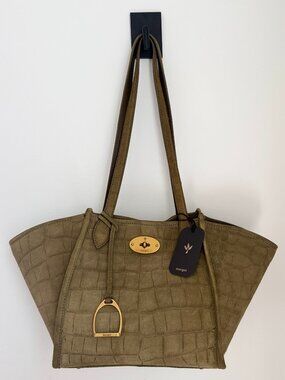 NWT Margot Olive Green Croc-Embossed Suede Leather Phoebe Tote - RARE HTF